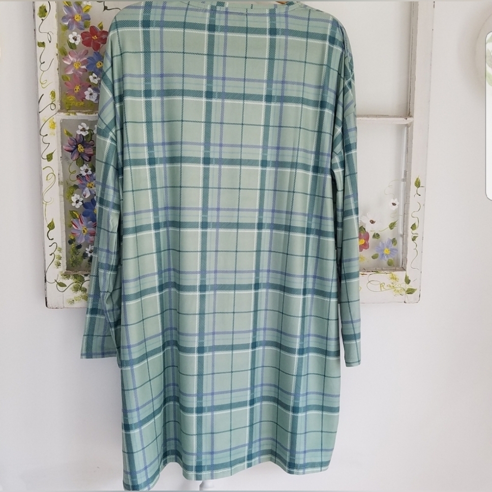 NWT Tshirt Dress Mint Green Plaid Urban Threads Size 14
